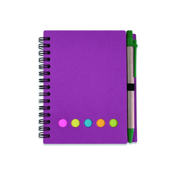 Compact Spiral Notebook with Sticky Notes and Pen Holder