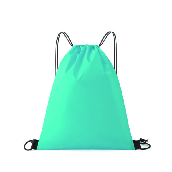 210D Polyester Drawstring Sports Bag with Leather Trim