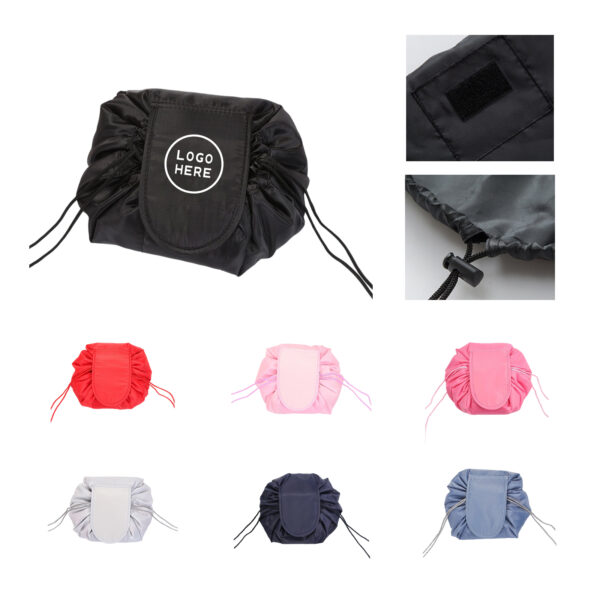 SPL408 Luxurious Round Drawstring Cosmetic Bag with Waterproof Coating