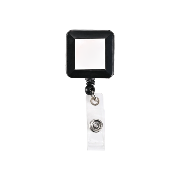 Square Retractable Badge Holder with Metal Clip