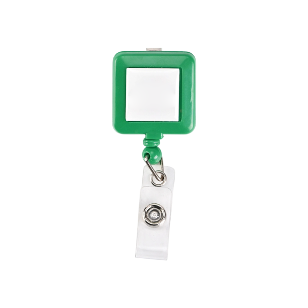 Square Retractable Badge Holder with Metal Clip