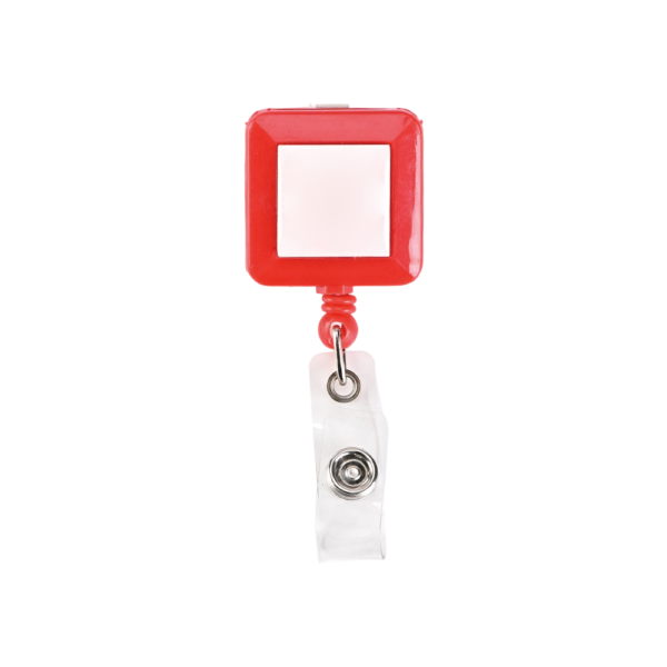 Square Retractable Badge Holder with Metal Clip