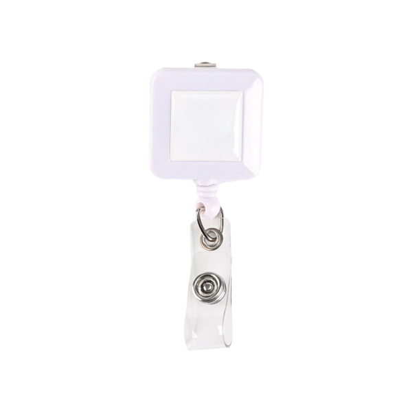 Square Retractable Badge Holder with Metal Clip