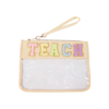 Waterproof Transparent PVC Cosmetic Bag with Embroidered Letters