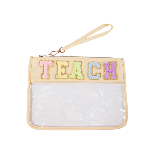 Waterproof Transparent PVC Cosmetic Bag with Embroidered Letters