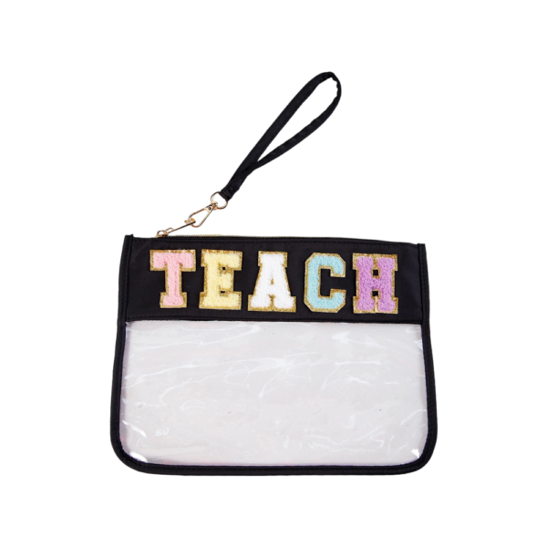 Waterproof Transparent PVC Cosmetic Bag with Embroidered Letters