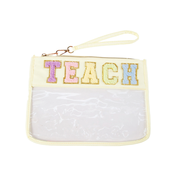 Waterproof Transparent PVC Cosmetic Bag with Embroidered Letters