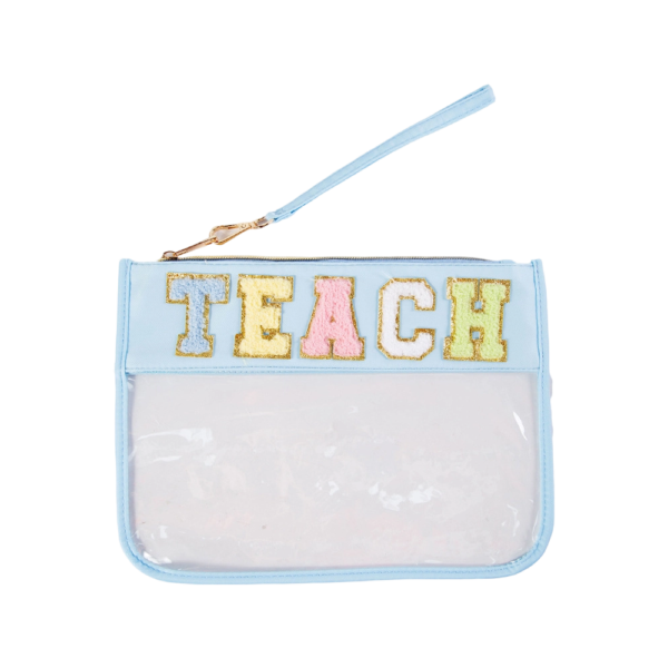 Waterproof Transparent PVC Cosmetic Bag with Embroidered Letters