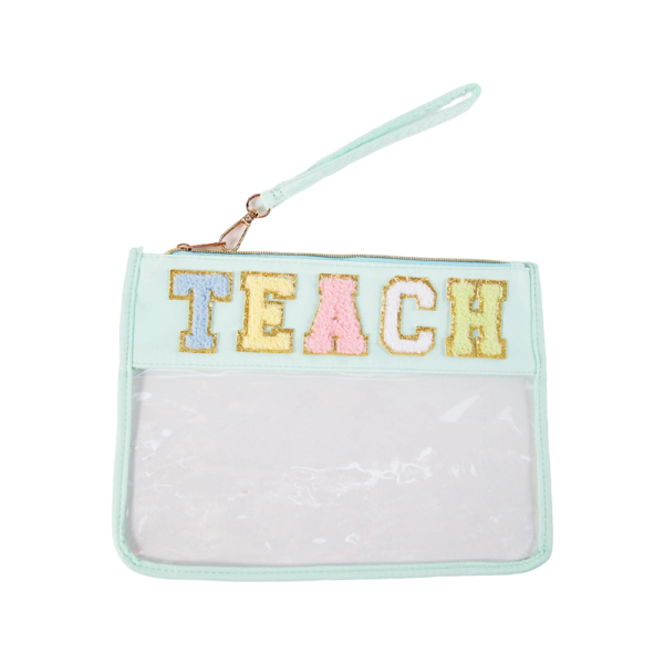 Waterproof Transparent PVC Cosmetic Bag with Embroidered Letters