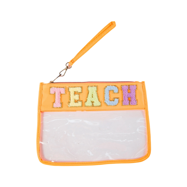 Waterproof Transparent PVC Cosmetic Bag with Embroidered Letters