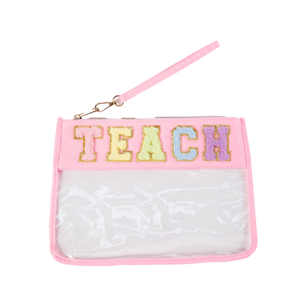 Waterproof Transparent PVC Cosmetic Bag with Embroidered Letters