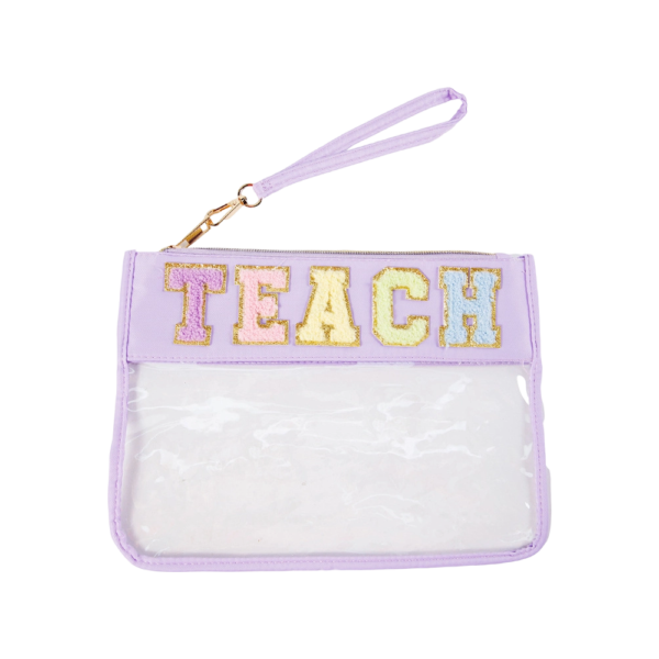 Waterproof Transparent PVC Cosmetic Bag with Embroidered Letters