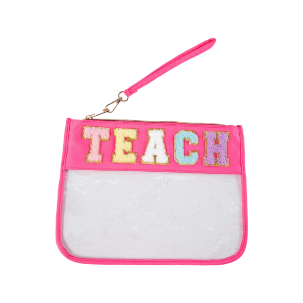 Waterproof Transparent PVC Cosmetic Bag with Embroidered Letters