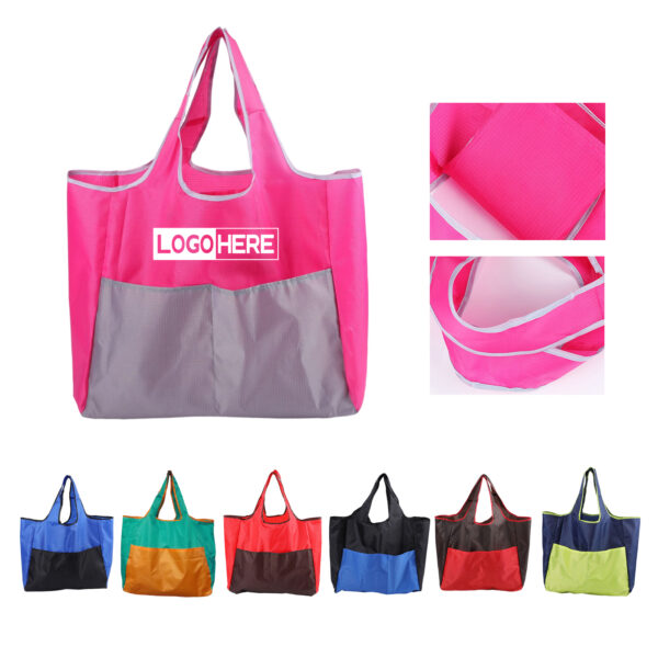 SPL426 Waterproof Large-Capacity Collage-Colored Foldable Shopping Tote Bag