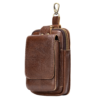 Men's Genuine Leather Mobile Phone Waist Bag with Multiple Compartments