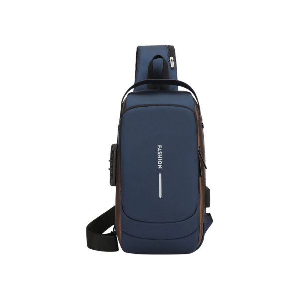 Large Capacity Multi-Compartment Men's Chest Bag with USB Interface and Password Lock