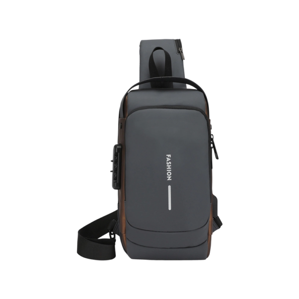 Large Capacity Multi-Compartment Men's Chest Bag with USB Interface and Password Lock