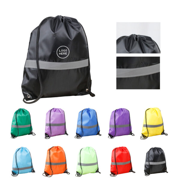 Reflective Custom Drawstring Backpack for Gym and Jogging
