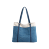 Women Canvas Laptop and Shopping Tote Bag with PU Leather Handles