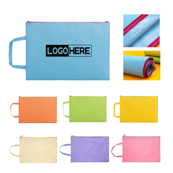 A4 Zippered File Bag Made of Oxford Cloth